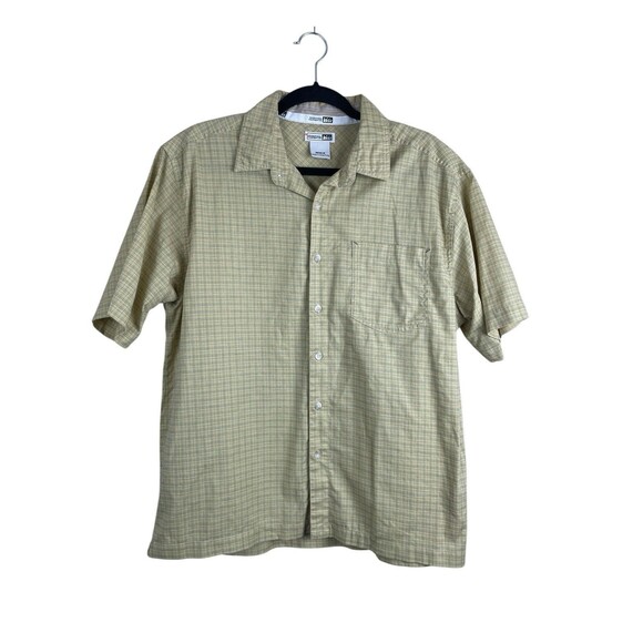 REI Shirt Mens M Yellow  Button Down Plaid Short Sleeve Outdoor Casual Beach - Picture 3 of 14